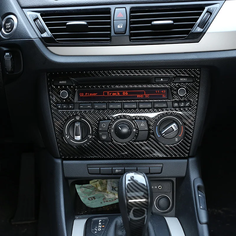 Для BMW X1 E84 2010-2015 Салон автомобиля Настоящее углеродное волокно Центральное управление Кондиционер Переключатель громкости Кнопка Панель Крышка Отделка - 0