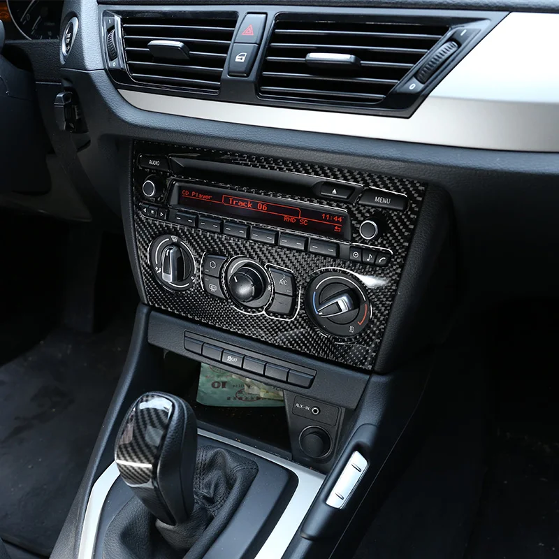 Для BMW X1 E84 2010-2015 Салон автомобиля Настоящее углеродное волокно Центральное управление Кондиционер Переключатель громкости Кнопка Панель Крышка Отделка - 4