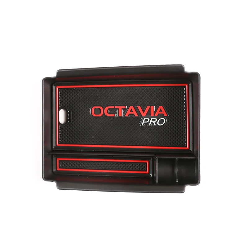 Для Skoda Octavia PRO 21-23 ABS Black Car Center Консоль Подлокотник Ящик для хранения Органайзер Ящик для хранения мобильного телефона Автомобильные аксессуары - 2