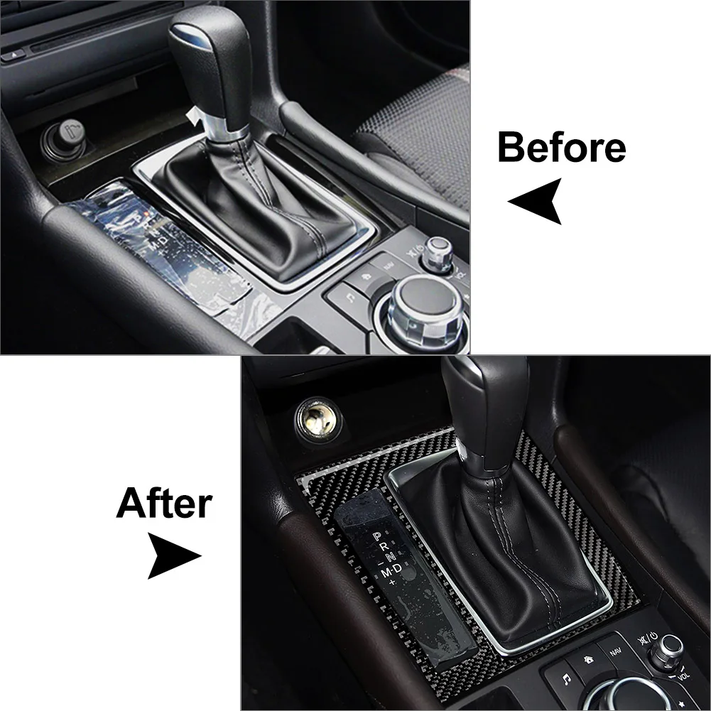  Внутренняя консоль автомобиля Панель переключения передач Рамка Декоративная крышка из углеродного волокна ABS Формовочная отделка для 2017 2018 Mazda 3 Axela Mazda3 LHD - 5