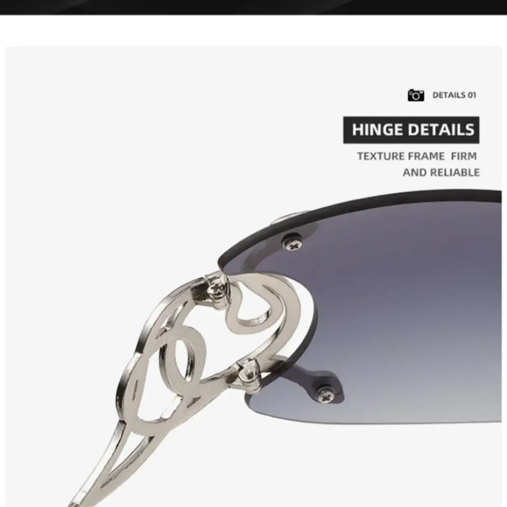 Безоправные градиентные солнцезащитные очки в форме змеи в форме зеркала Оверсайз Y2k Модный Wrap Around Панк Технологические очки Очки Оттенки Женщины - 3