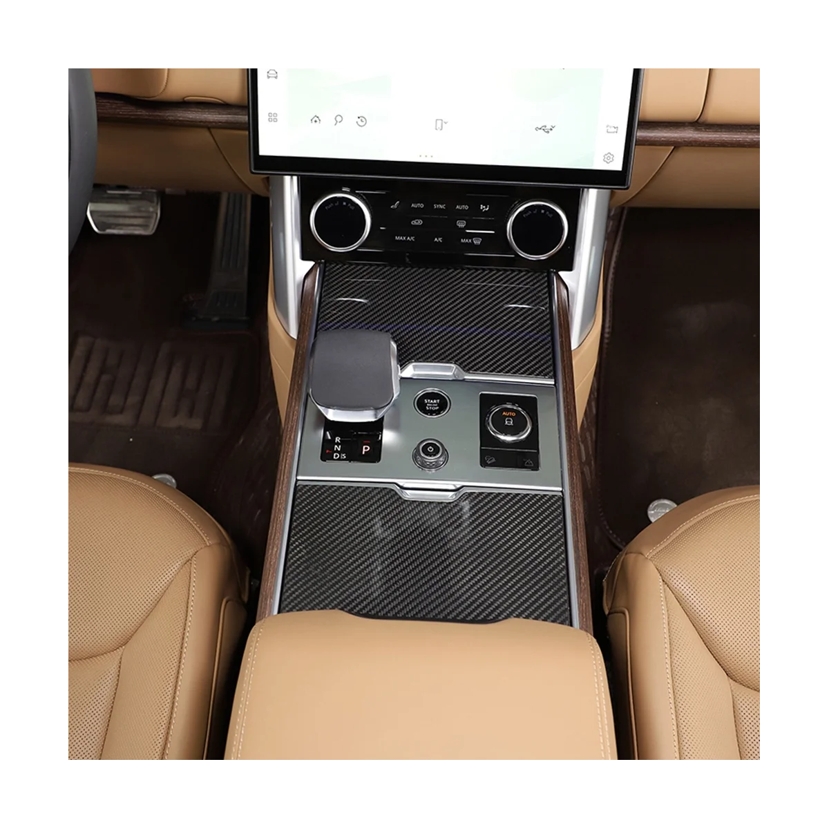 Для Range Rover Vogue 2023 Сухой держатель стакана из углеродного волокна с центральным управлением водой Крышка панели Отделка автомобильных аксессуаров - 5