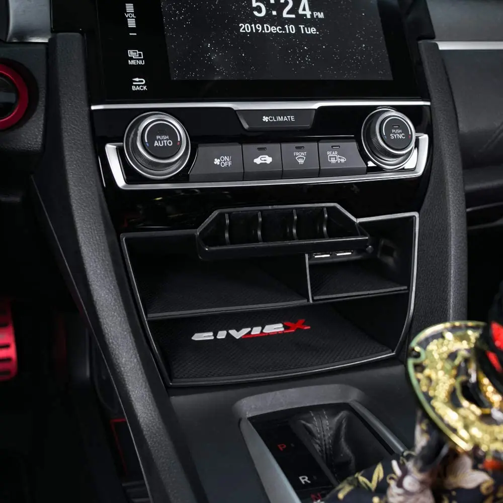 Центральная консоль Коробка для хранения монет Лотки Карты Чехол С USB-удлинителем для Honda Civic Sedan 10-го поколения 2016-2020 - 2