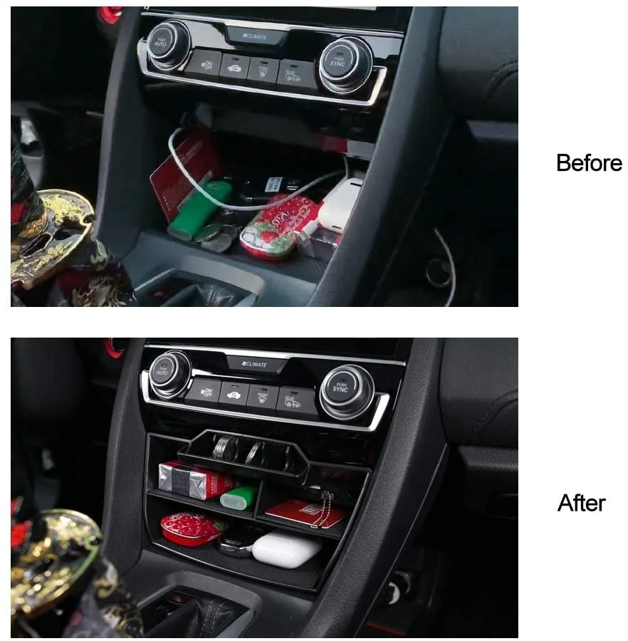 Центральная консоль Коробка для хранения монет Лотки Карты Чехол С USB-удлинителем для Honda Civic Sedan 10-го поколения 2016-2020 - 4