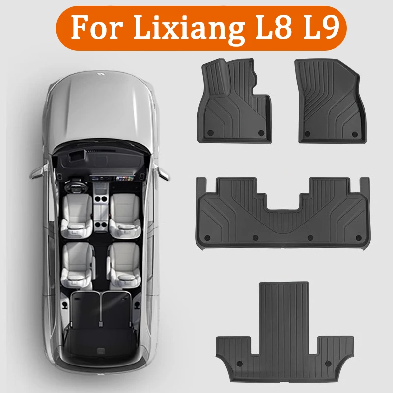 Автомобильные коврики для Lixiang L8 L9 2022-2023 TPE Автомобильный ковер для ног Водонепроницаемые нескользящие вкладыши для пола - 0