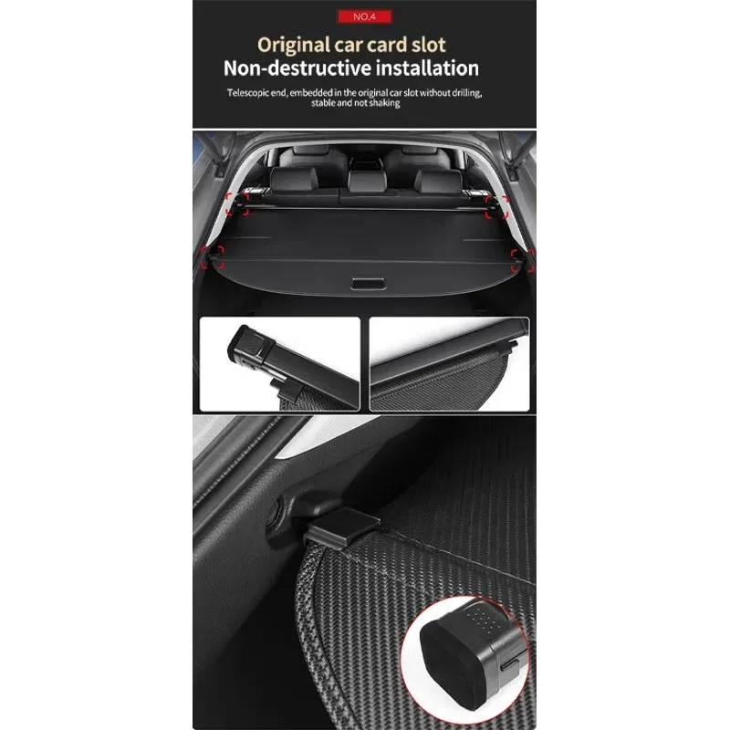 Шторка багажника автомобиля для Chery Tiggo 8 Pro Max 2020 2021 2022 2023 Специальный грузовой чехол Хранение багажа Задний багажник Лоток Аксессуары - 5