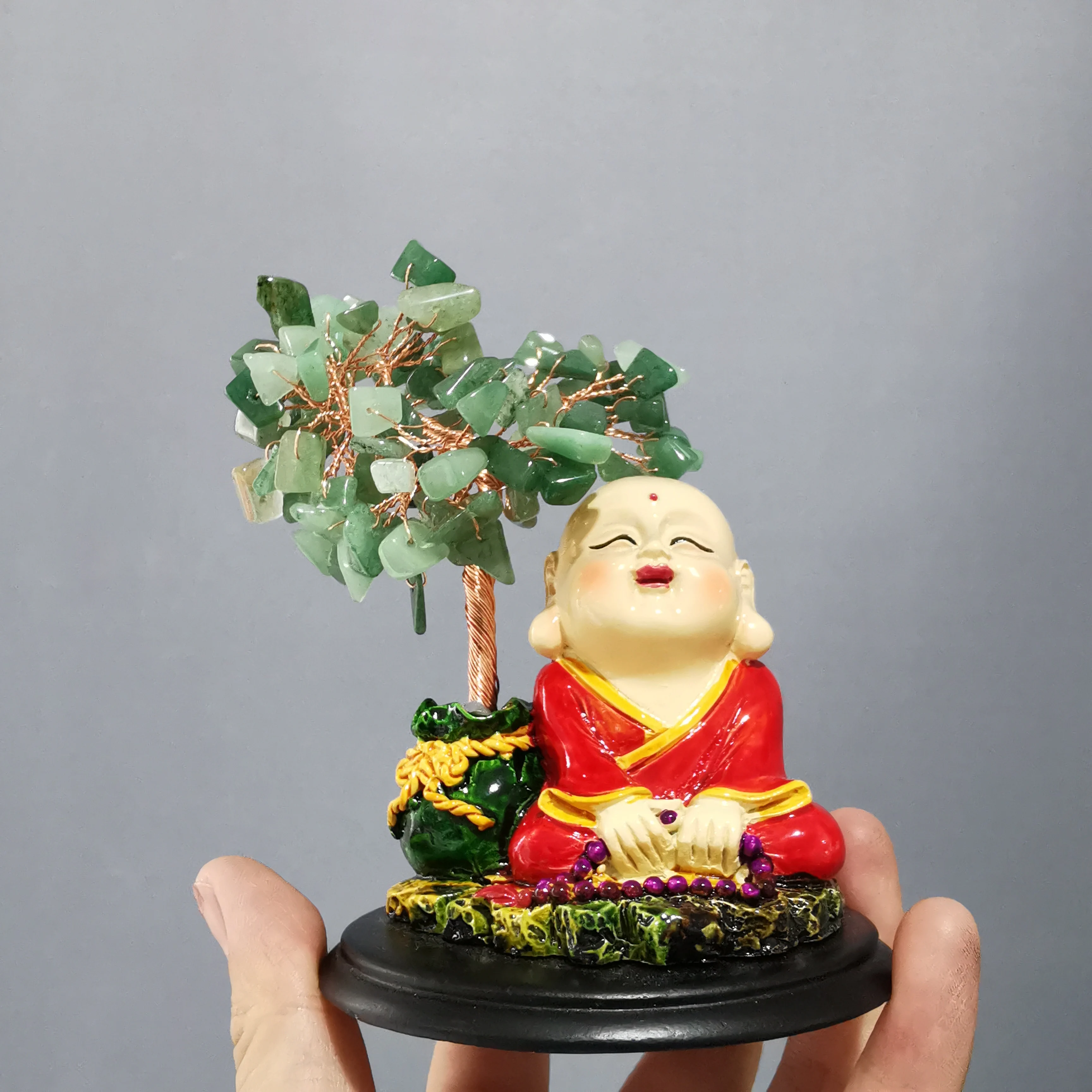 Высокое качество ручной работы Пять видов материала Хрустальное дерево Будда Резьба для подарков LJ - 4
