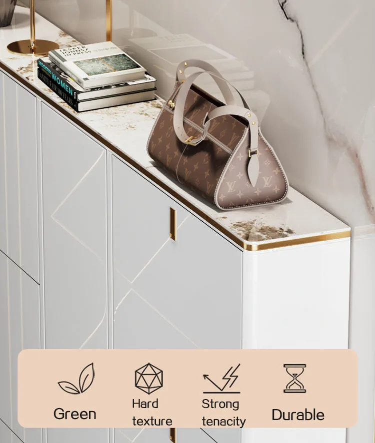 Роскошный компактный ультратонкий шкаф для обуви Стеллаж для общежития Полка Входной шкаф Прихожая Обувная скамейка Хранение Мебель для гостиной - 3