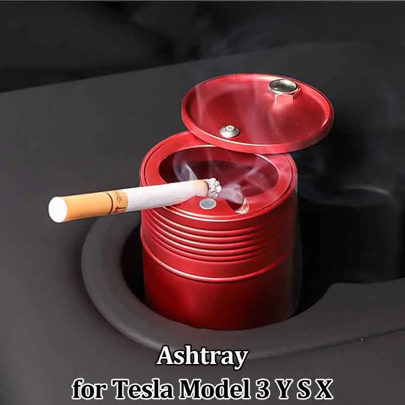  для Tesla Model 3 X S Подстаканник из нержавеющей стали Пепельница Табак Пепельница Чашка для хранения Контейнер Автомобильные аксессуары Детали Интерьер - 0