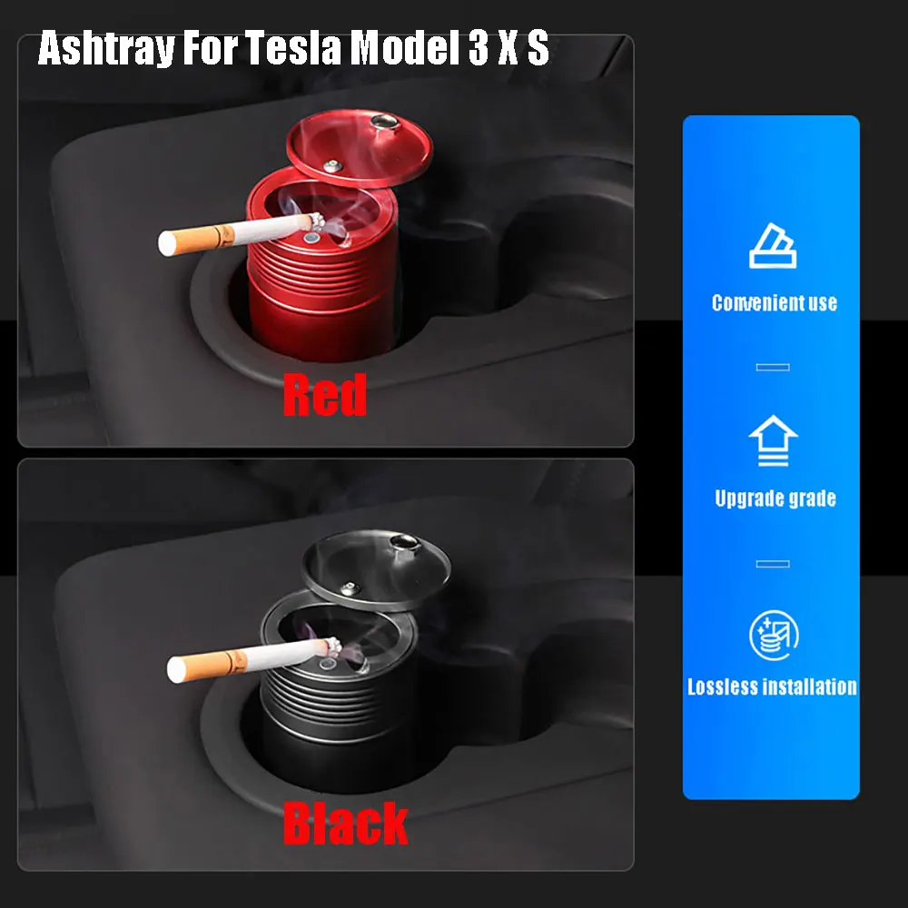  для Tesla Model 3 X S Подстаканник из нержавеющей стали Пепельница Табак Пепельница Чашка для хранения Контейнер Автомобильные аксессуары Детали Интерьер - 3