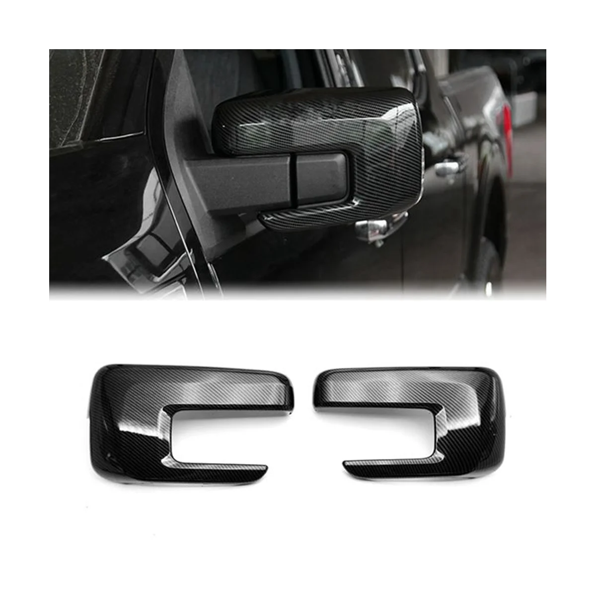 Углеродное волокно Задний вид Боковой Gl Крышка зеркала Отделка рамки Боковые зеркала Крышки для Ford F150 2021 2022 - 2