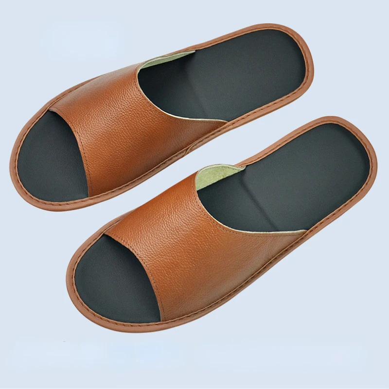 летние кожаные тапочки для мужчин и женщин для дома дома для дома Женские роскошные мягкие туфли на плоской подошве тапочки для прохладных сандалий домашняя обувь - 3