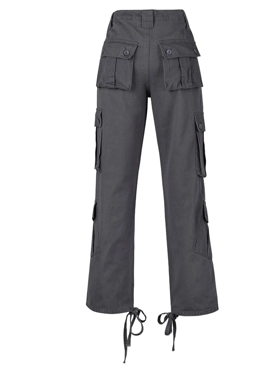 LW Осень и зима Женщины Прям Карго Джинсовые брюки Высокая талия Повседневные Винтаж Y2k Streetwear Эластичные брюки Модные джинсы - 5