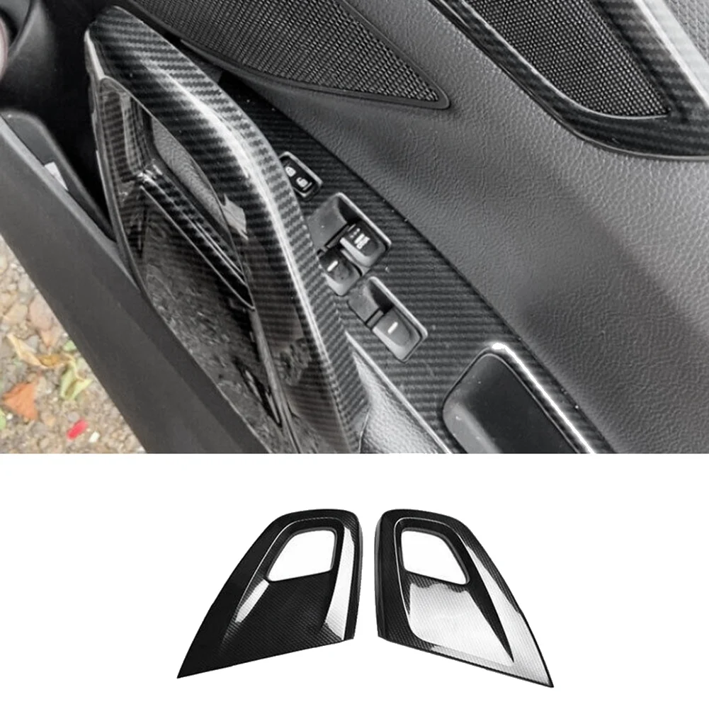 Карбоновое волокно Автомобильная внутренняя дверь Подлокотник Ручка Ручка Защитная крышка Накладка для Hyundai Veloster 2011-2017 Аксессуары - 3
