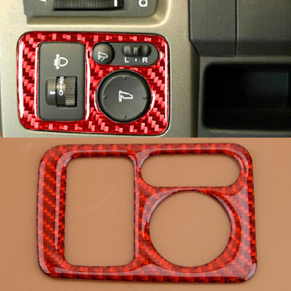 LHD Автомобильное зеркало заднего вида Переключатель панели Крышка панели Отделка Кнопка регулировки Рамка Подходит для Honda CR-V 2007 2008 2009-2011 Красное углеродное волокно - 0