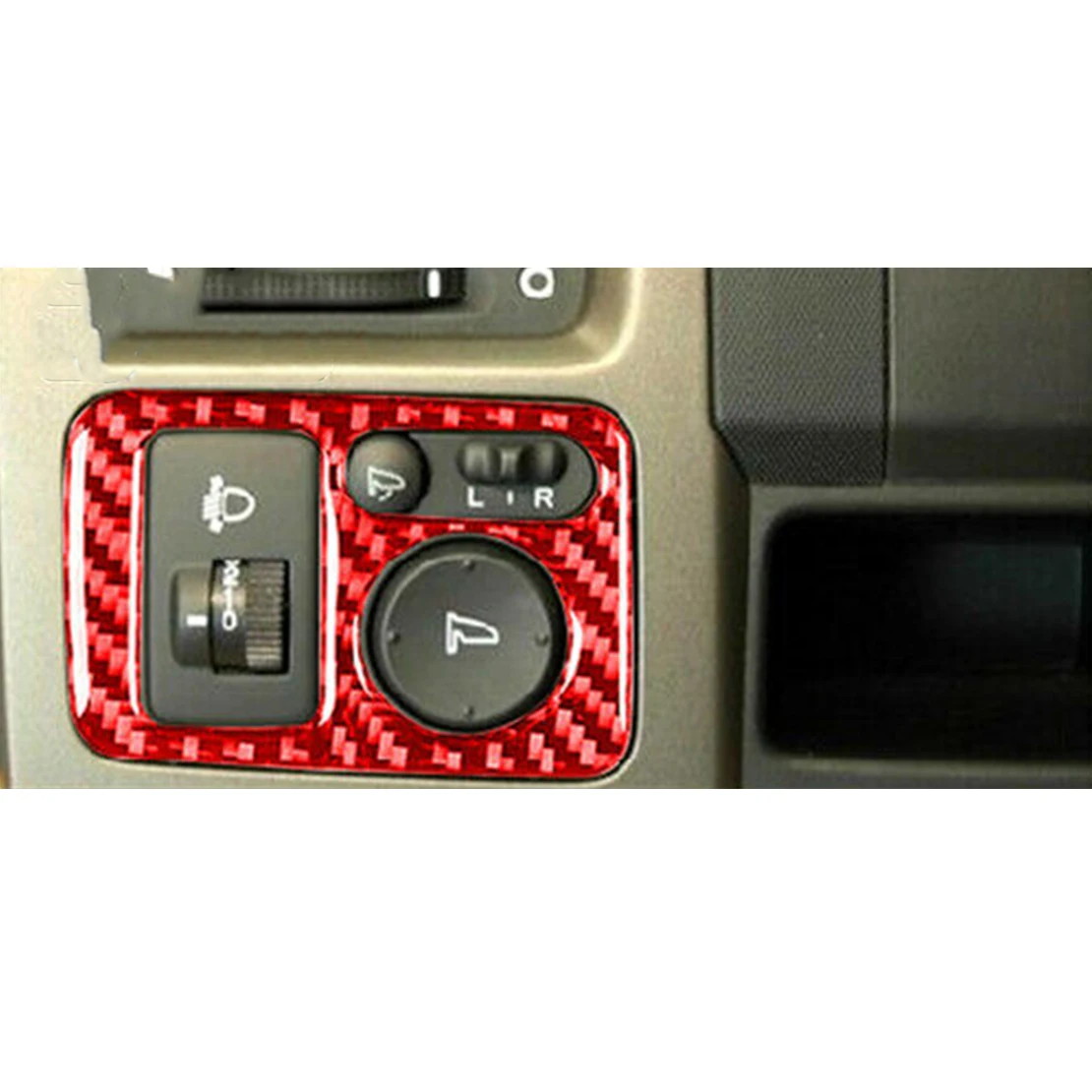 LHD Автомобильное зеркало заднего вида Переключатель панели Крышка панели Отделка Кнопка регулировки Рамка Подходит для Honda CR-V 2007 2008 2009-2011 Красное углеродное волокно - 4