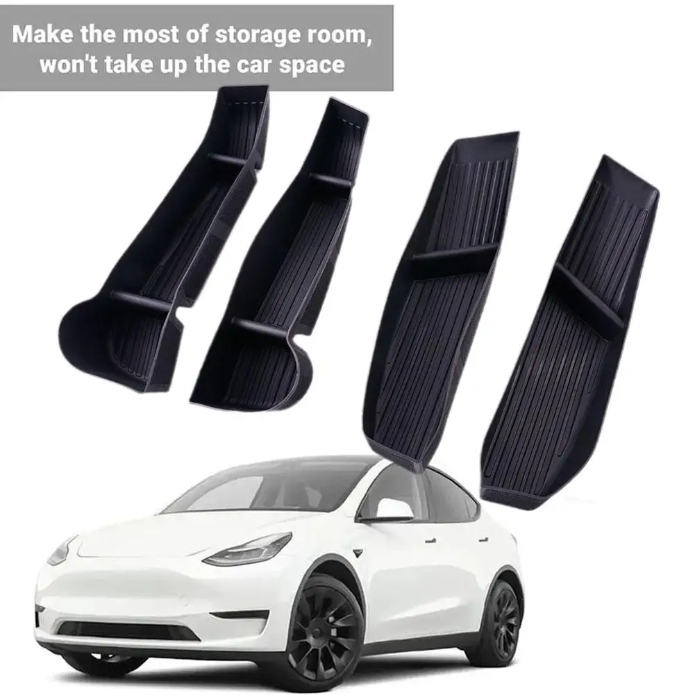  Боковой ящик для хранения двери автомобиля для Tesla Model Y 2022 Подлокотник внутренней двери TPE Органайзер Лоток Модель Y 2023 Автомобильный аксессуар Decora - 0