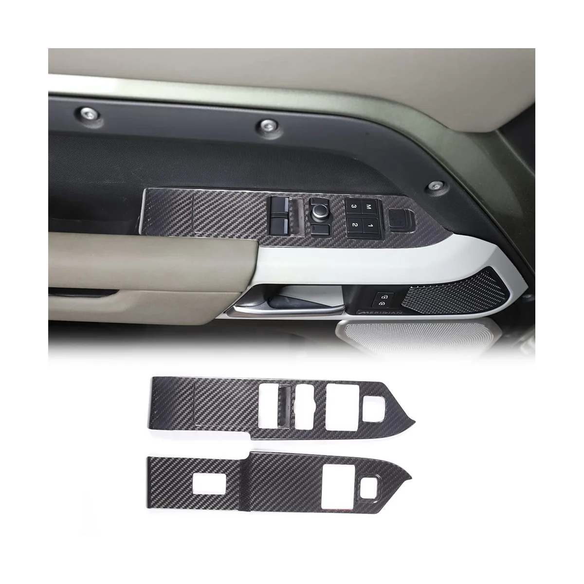  Сухая накладка крышки оконного переключателя из углеродного волокна для Land Rover Defender 90 2020-2023 LHD Аксессуары для интерьера - 1