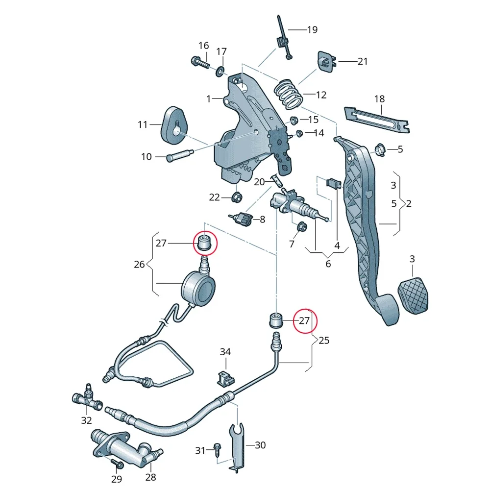 Для Audi Q2 2023 2021 2020 2019 2018 2017 Ремонт уплотнения трубы главного цилиндра сцепления автомобиля 02F141143A 1K0798741 Аксессуары - 2