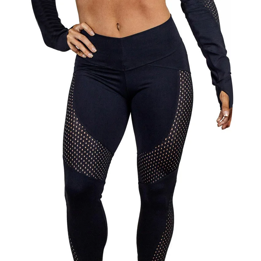  Новые быстросохнущие сетчатые штаны для йоги S M L XL 2XL Спорт Фитнес Бег Подложка Пуш-Ап Бесшовные леггинсы для женщин - 1