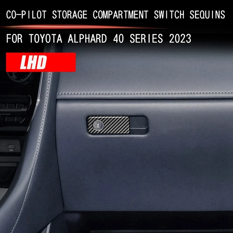  Ящик для хранения Обшивка наклейки Коробка для хранения Кнопка Декоративная рамка для Toyota ALPHARD / VELLFIRE 40 Series 2023+ Carbon Fiber LHD - 4