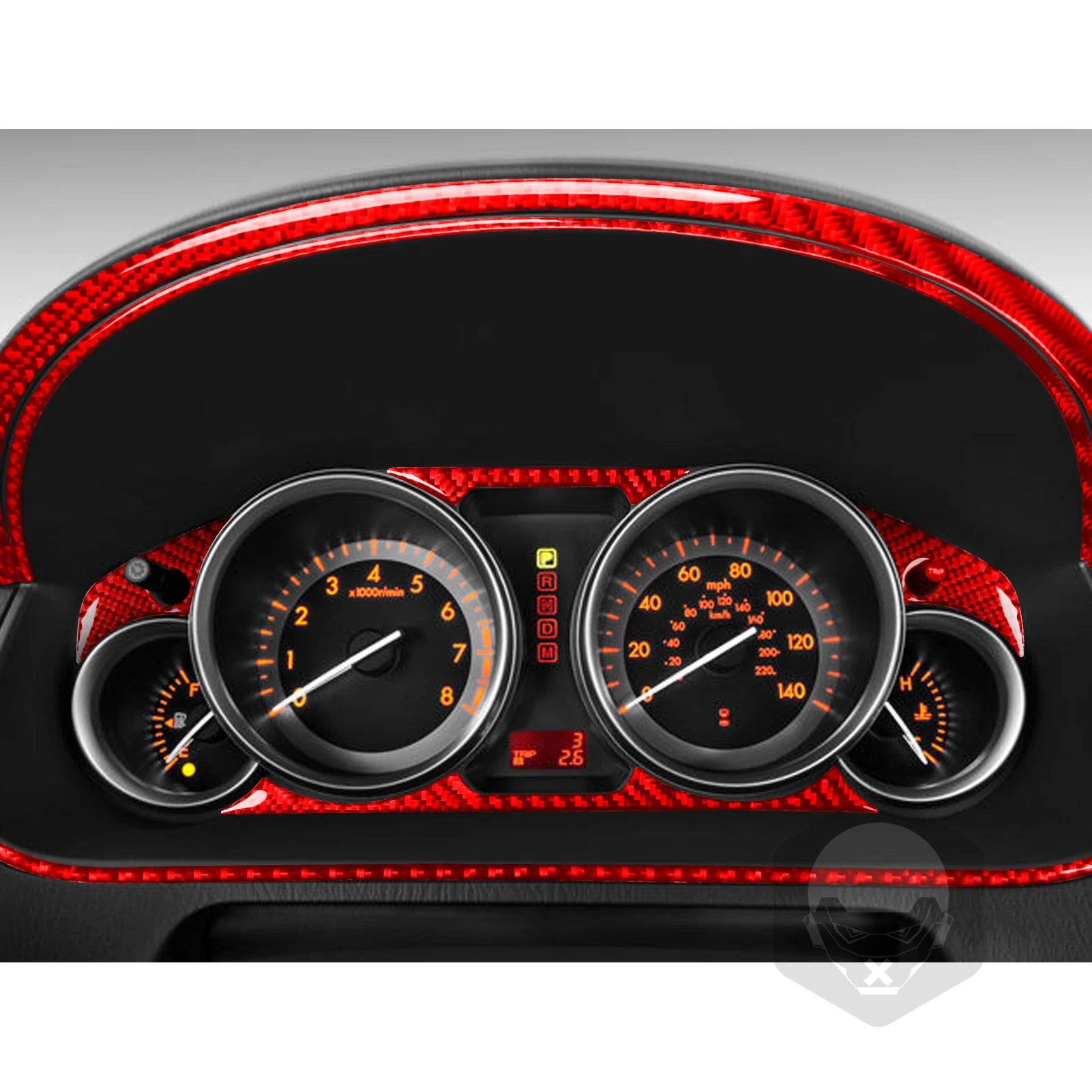 Красный углеродный волокно Переключение передач Радио AC Приборная панель Воздуховыпускная панель Аксессуары для интерьера автомобиля Наклейка для Mazda CX9 CX-9 2010-2015 - 1
