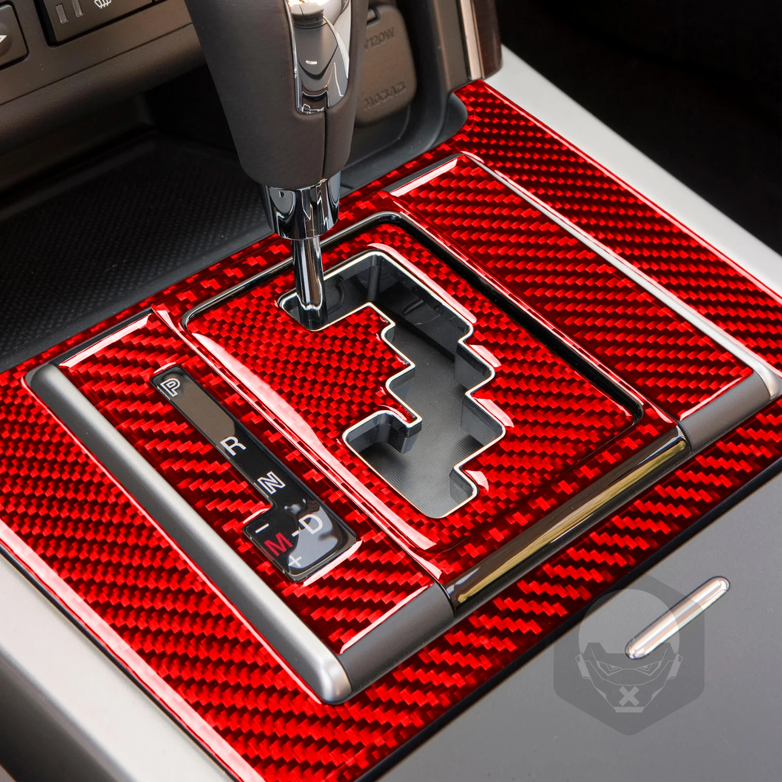 Красный углеродный волокно Переключение передач Радио AC Приборная панель Воздуховыпускная панель Аксессуары для интерьера автомобиля Наклейка для Mazda CX9 CX-9 2010-2015 - 3