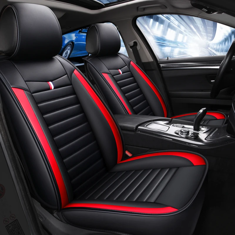  Чехол на сиденье автомобиля Передняя / задняя подушка автомобиля для женщин Не движется Универсальная искусственная кожа черный/красный нескользящий для BMW 530M3 X40 - 0