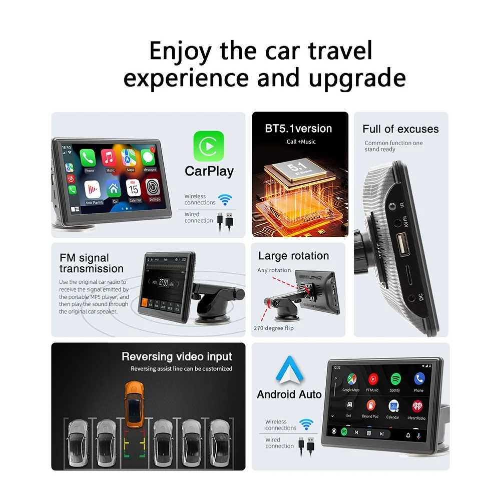 7-дюймовый автомобильный радиоприемник мультимедийный плеер беспроводной CarPlay Android Auto Сенсорный экран для BYD ATTO 3 2022-2023 Toyota Hilux - 2