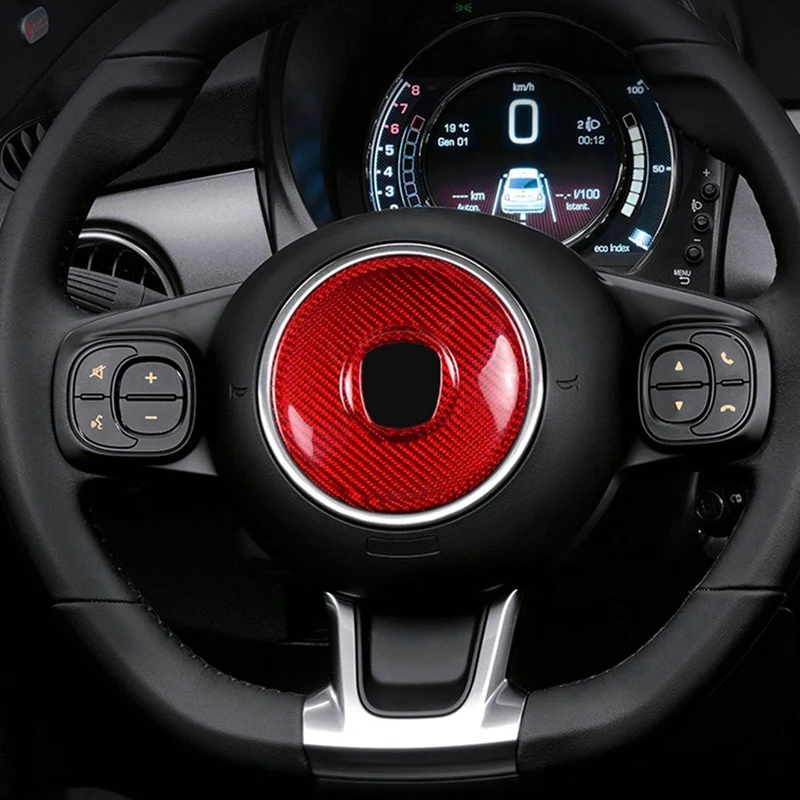 Настоящая наклейка из твердого углеродного волокна для Fiat 500 2008-2013 Салон рулевого колеса - 4
