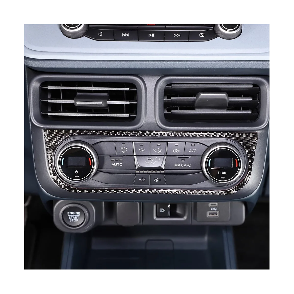 Наклейки с наклейками на панель режима кондиционера для аксессуаров Ford Maverick 2022 2023 - мягкое углеродное волокно - 3