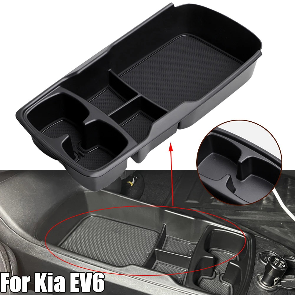 Удобный и практичный ящик для хранения на центральной консоли Уборка нижнего слоя лотка для Kia EV6 2021+ Черный материал ABS - 3