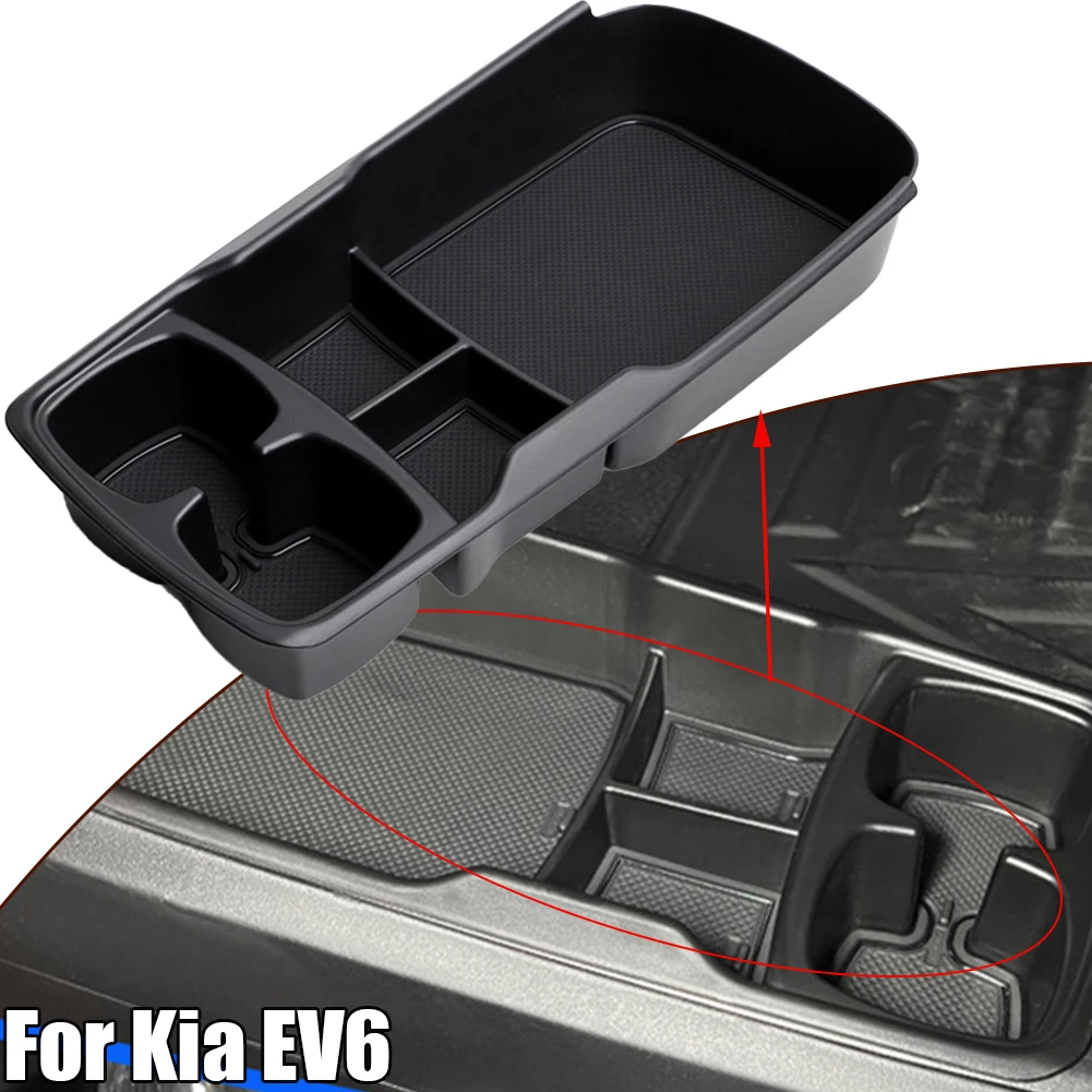 Удобный и практичный ящик для хранения на центральной консоли Уборка нижнего слоя лотка для Kia EV6 2021+ Черный материал ABS - 4
