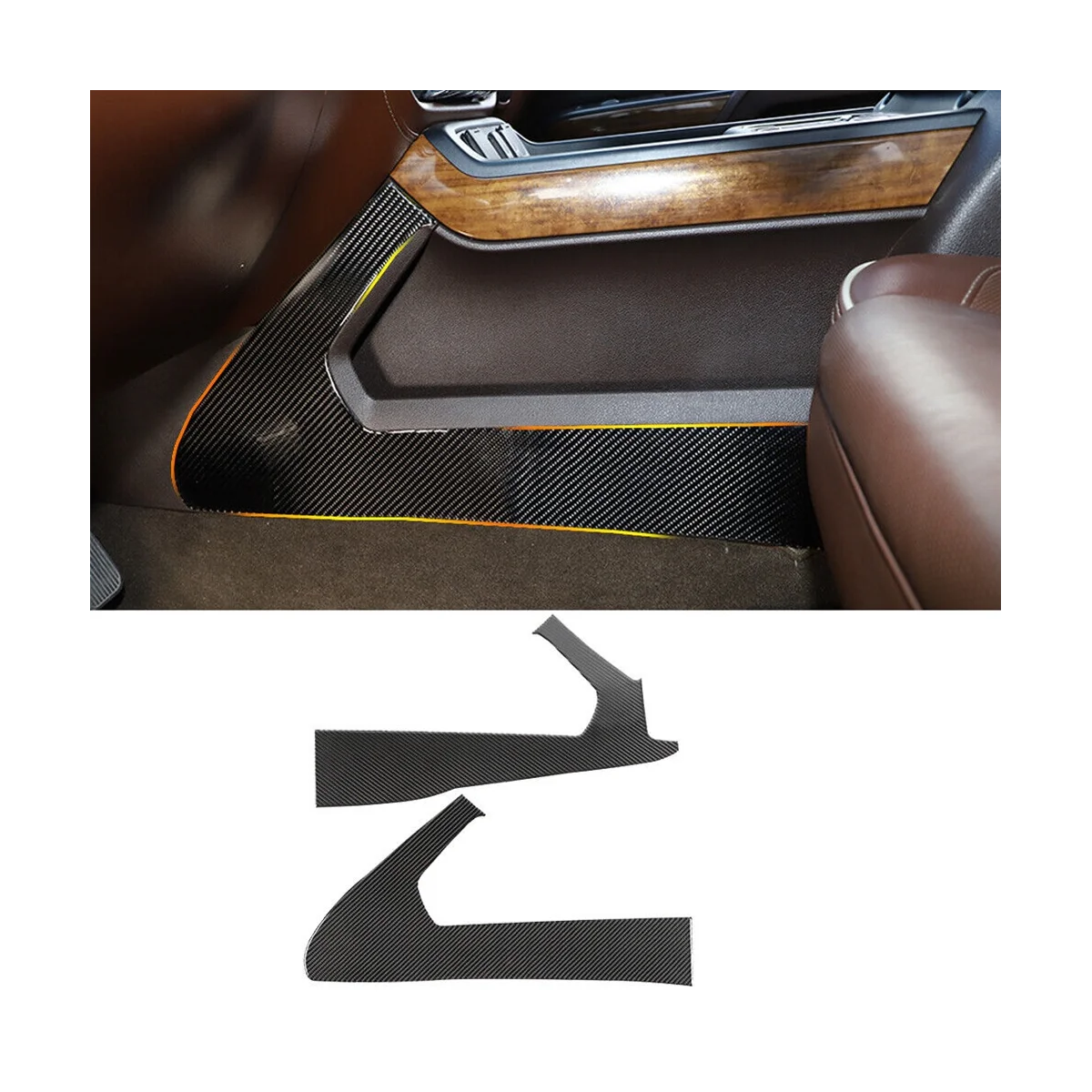  Обшивка боковой панели переключения передач для Chevrolet Silverado GMC Sierra 2014-2018 Аксессуары Мягкое углеродное волокно - 3