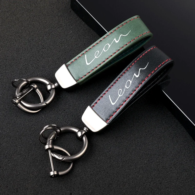  Автомобильный кожаный брелок для ключей премиум-класса Автомобильный брелок для салона автомобиля Брелок для SEAT LEON с логотипом Автомобильные аксессуары - 2