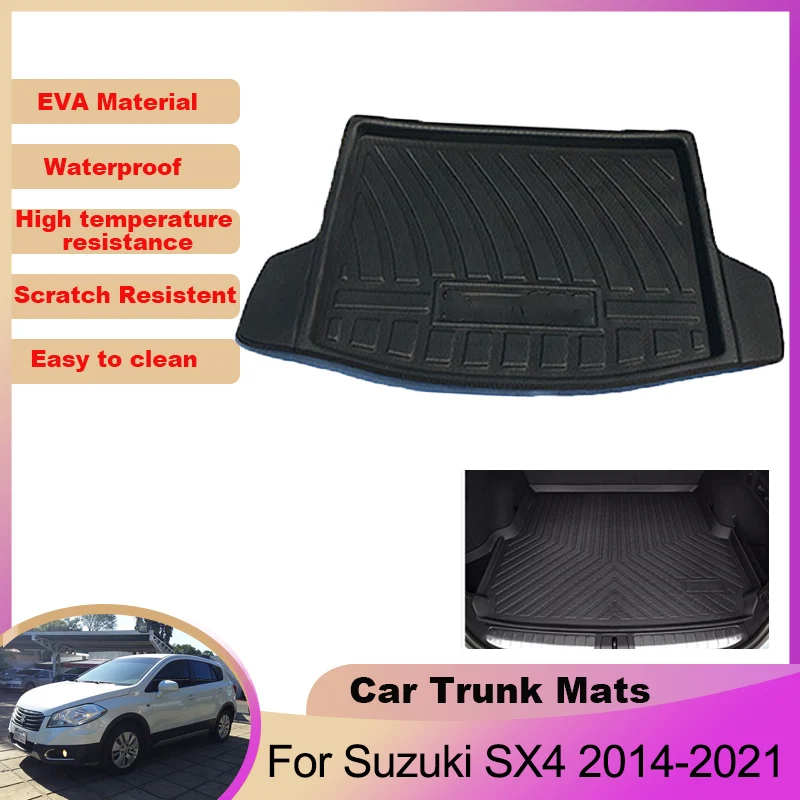  Автомобильный коврик для заднего багажника Suzuki SX4 S Cross 2014-2021 2020 2018 2016 2015 Водонепроницаемые защитные противоскользящие прокладки для хранения Аксессуары - 0