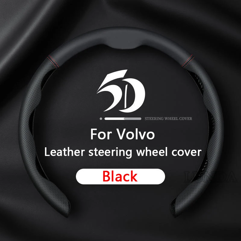 Новый чехол на рулевое колесо автомобиля из натуральной кожи, ультратонкий, универсальный, 38 см для Volvo XC40, XC60, XC90, S60, S90, S80, C30, V40, V60, V70, V90 - 0