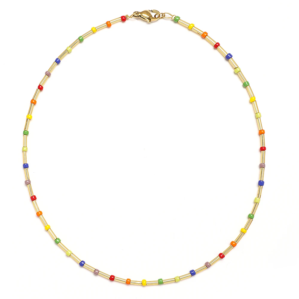 ZMZY Простой французский дизайн Симпатичное ожерелье из бисера для женщин Ожерелья из натурального камня Miyuki Beads Чокер Модные украшения - 0