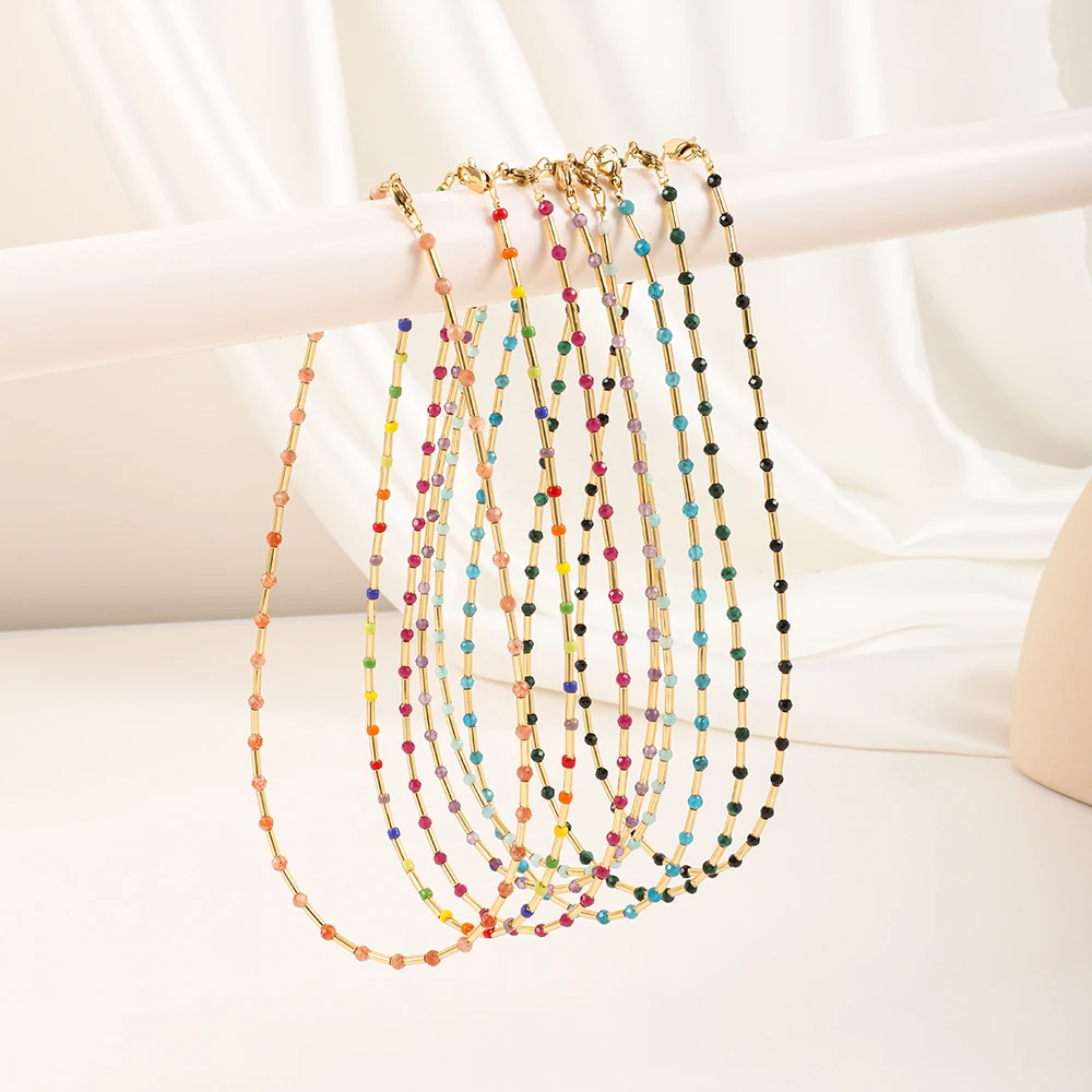 ZMZY Простой французский дизайн Симпатичное ожерелье из бисера для женщин Ожерелья из натурального камня Miyuki Beads Чокер Модные украшения - 2