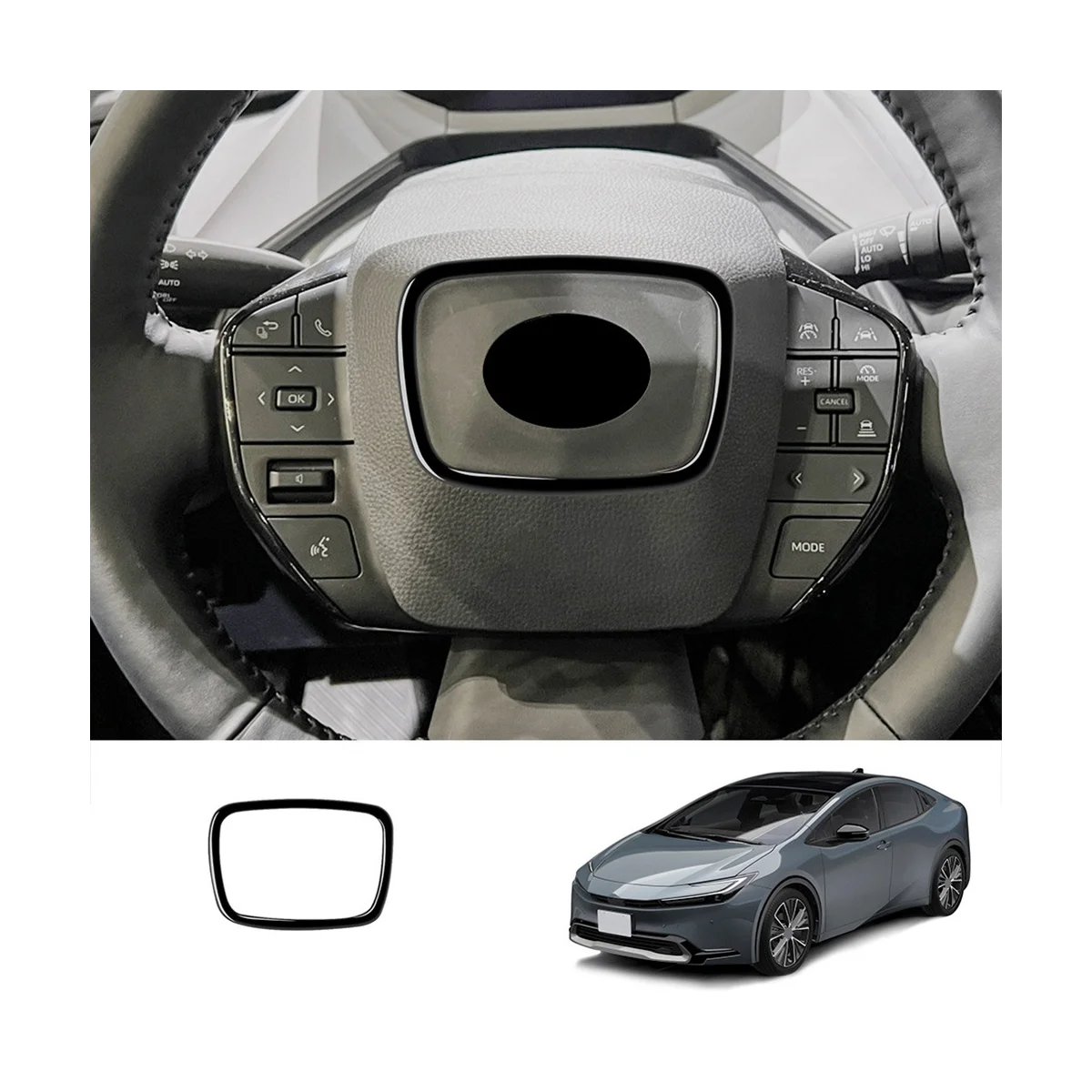  для Toyota Prius 60 Series 2020-2023 Глянцевый черный автомобильный Кольцо рулевого колеса Отделка внутренней части рамы Отделка крышки - 4