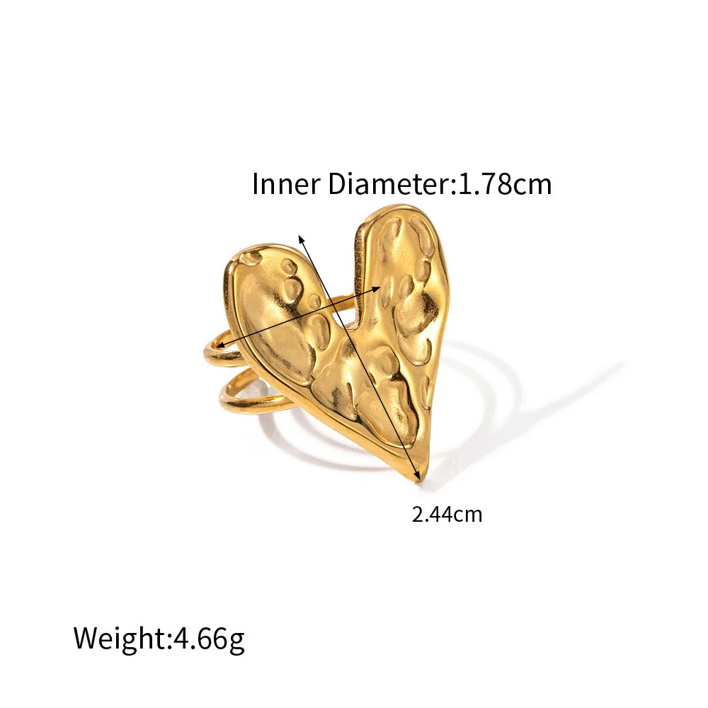 Нержавеющая сталь PVD 18K Позолоченные Потускневшие Прочные Сердца Кольца Для Женщин Ювелирные Изделия Оптом Лето Модно - 3