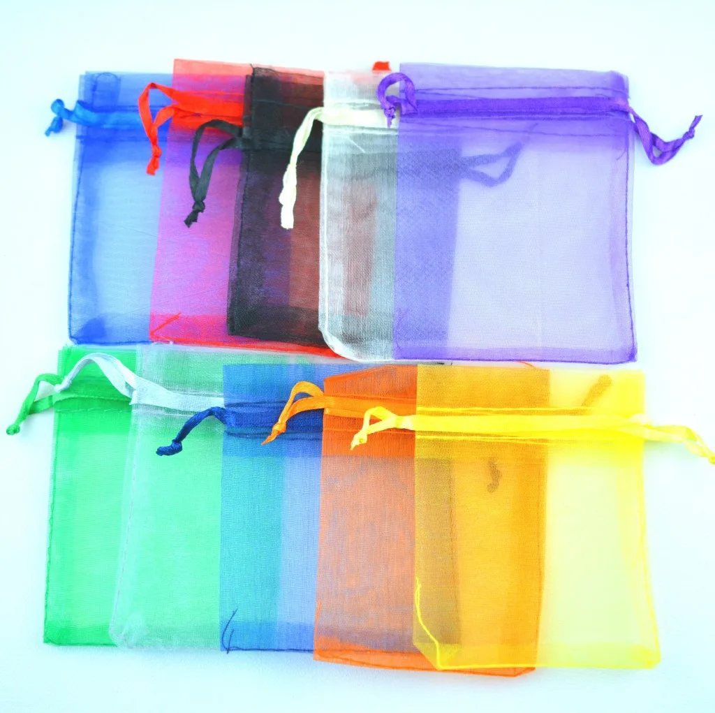 Многоцветная сумка из органзы Упаковка ювелирных изделий Подарочная сумка Конфеты Свадебная вечеринка Упаковка подарков Мешочки Выдвижные сумки Подарок Сумка - 0