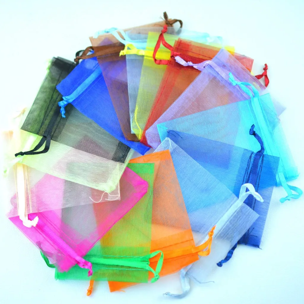 Многоцветная сумка из органзы Упаковка ювелирных изделий Подарочная сумка Конфеты Свадебная вечеринка Упаковка подарков Мешочки Выдвижные сумки Подарок Сумка - 1