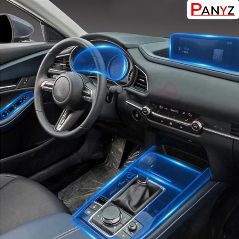  Автомобильная внутренняя центральная консоль прозрачная защитная пленка из ТПУ с защитой от царапин для навигации для аксессуаров Mazda CX30 2020 2021 - 0