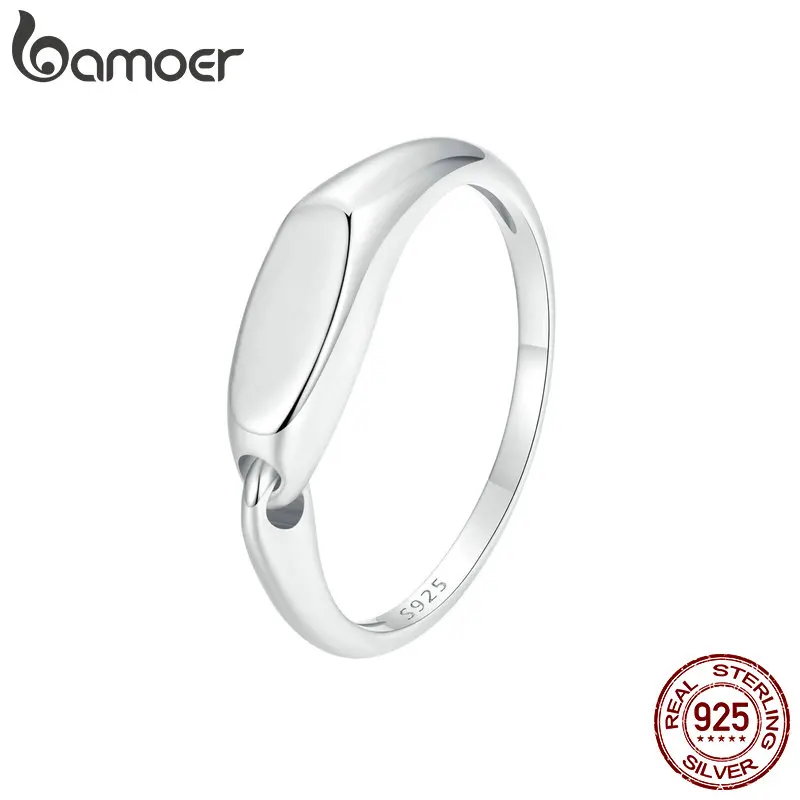 Bamoer Подлинное стерлинговое серебро 925 пробы Минималистичное взаимосвязанное кольцо для женщин Оригинальный дизайн кольца Изысканные ювелирные изделия для вечеринок - 0