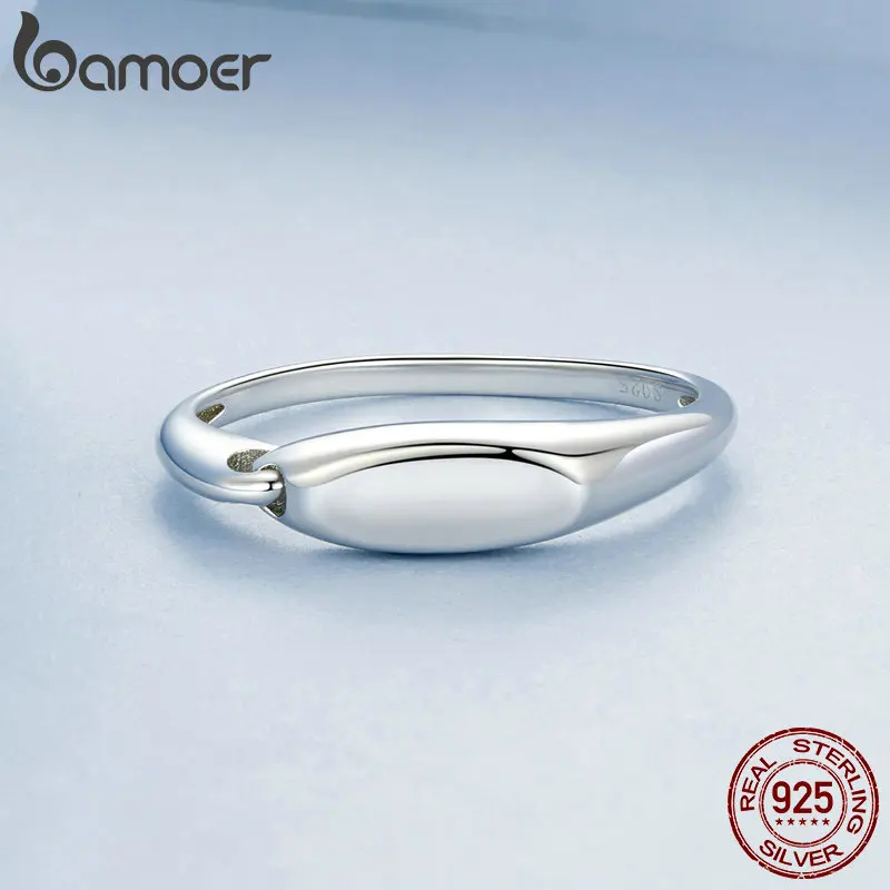 Bamoer Подлинное стерлинговое серебро 925 пробы Минималистичное взаимосвязанное кольцо для женщин Оригинальный дизайн кольца Изысканные ювелирные изделия для вечеринок - 2