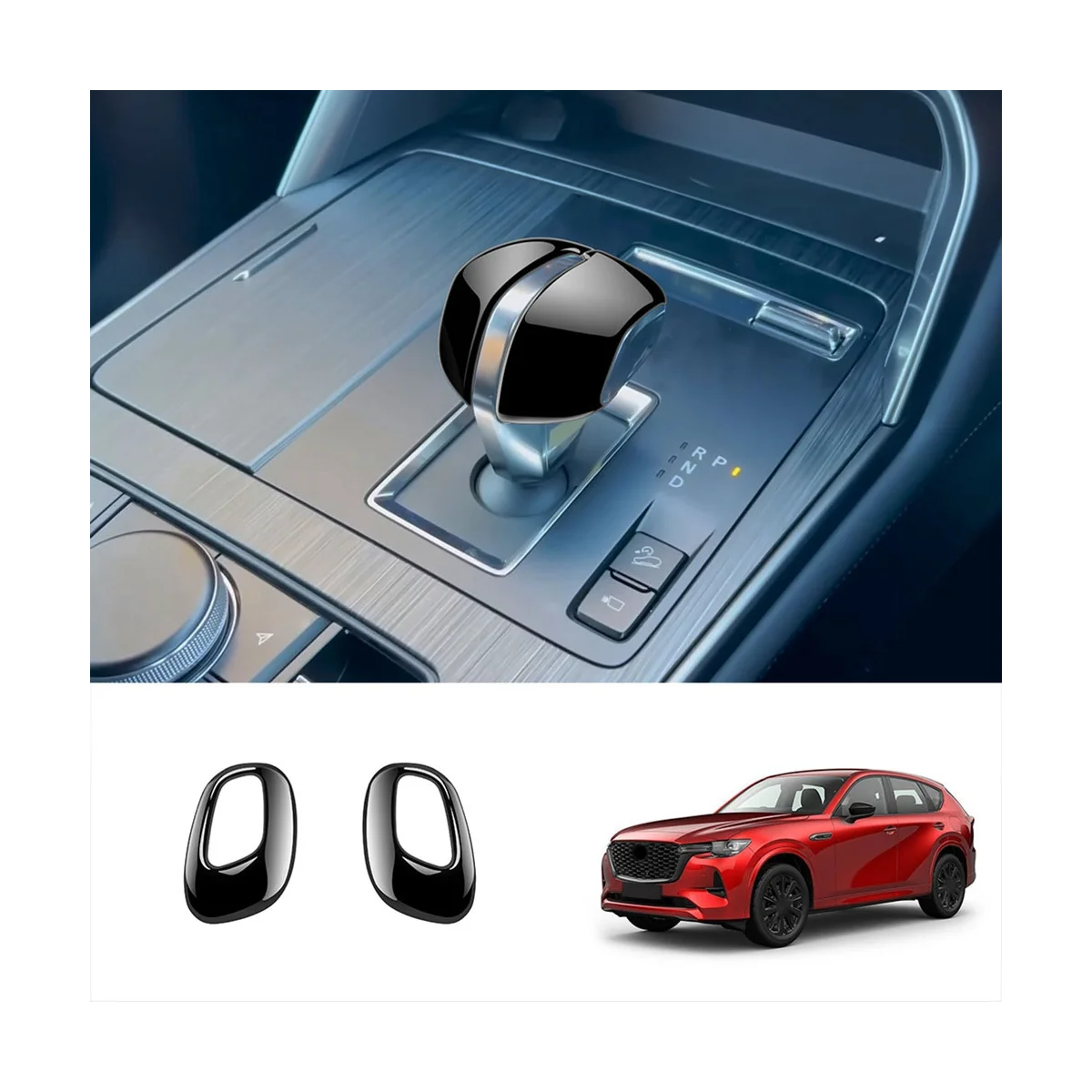  Автомобильная ярко-черная крышка ручки переключения передач Центральная ручка переключения передач Украшение крышки для Mazda Cx-60 2020-2023 - 3