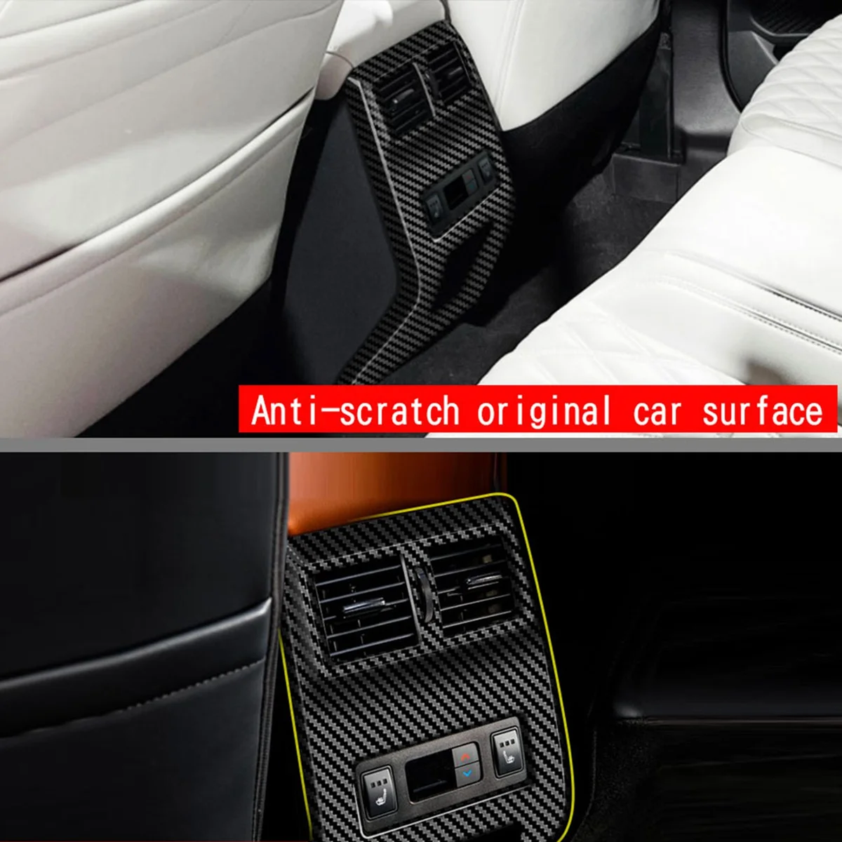 RHD для Mitsubishi OUTLANDER 2022 Коробка подлокотника из углеродного волокна Задняя рама вентиляционного отверстия Защита от удара Наклейка Накладка - 3