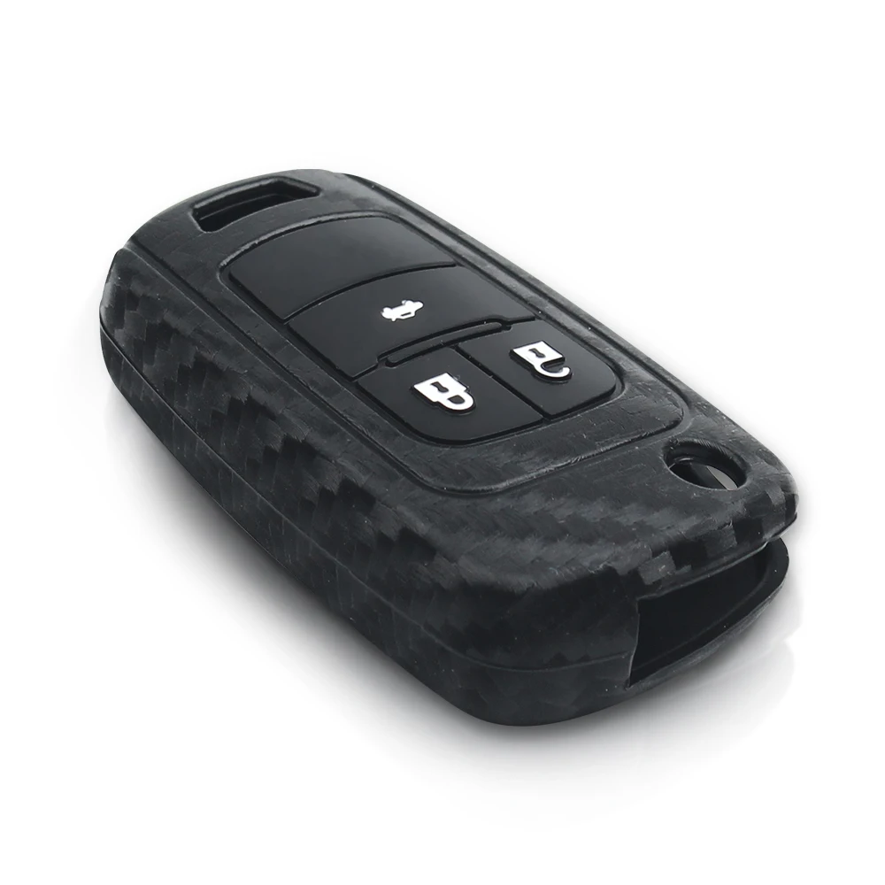Dandkey Силиконовый чехол для ключей Carbon Fibe Чехол для ключей Chevrolet Cruze для Buick для Opel 2012 Malibu Aveo 2015 3/4 кнопки - 1