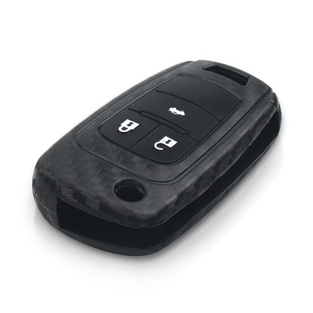 Dandkey Силиконовый чехол для ключей Carbon Fibe Чехол для ключей Chevrolet Cruze для Buick для Opel 2012 Malibu Aveo 2015 3/4 кнопки - 2
